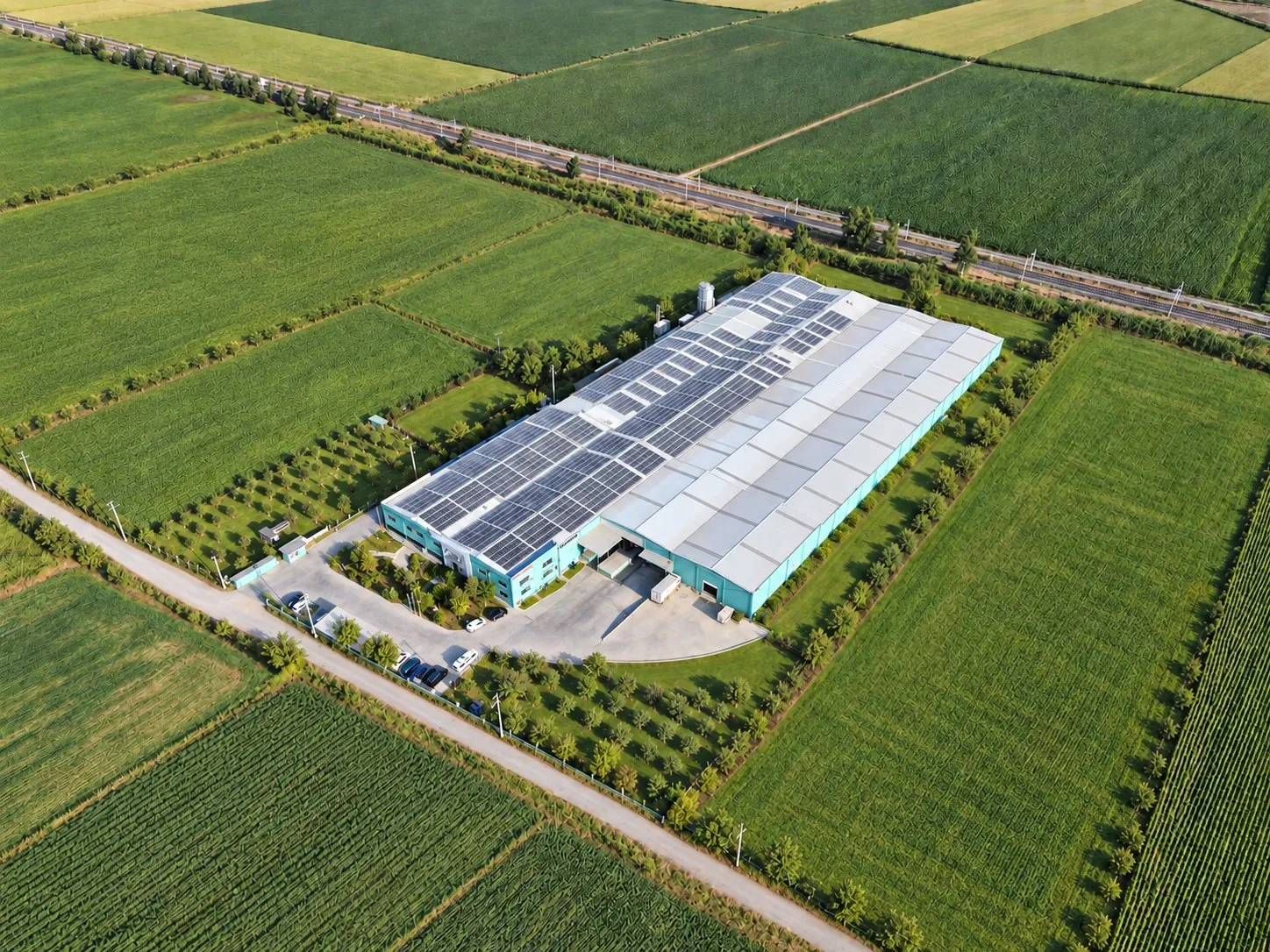 Orpak plant in Pancar, Torbalı, İzmir, seen from above with its rooftop solar array