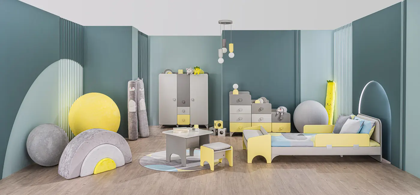 Complete Minia room with furniture, rug and accessories