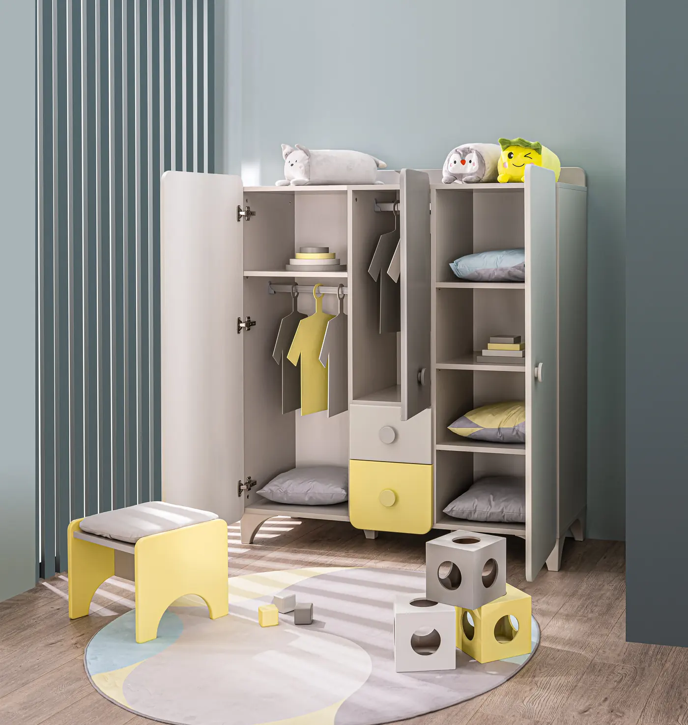 Open Minia wardrobe showing the interior